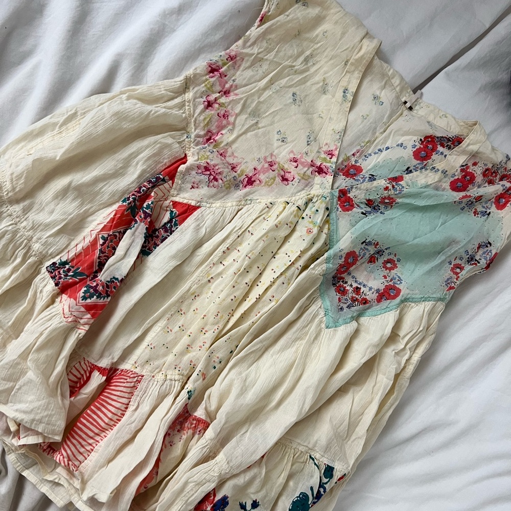 Free People Floral Patchwork Boho Top